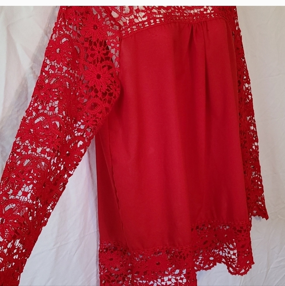 Elegant Red Lace Women's Top